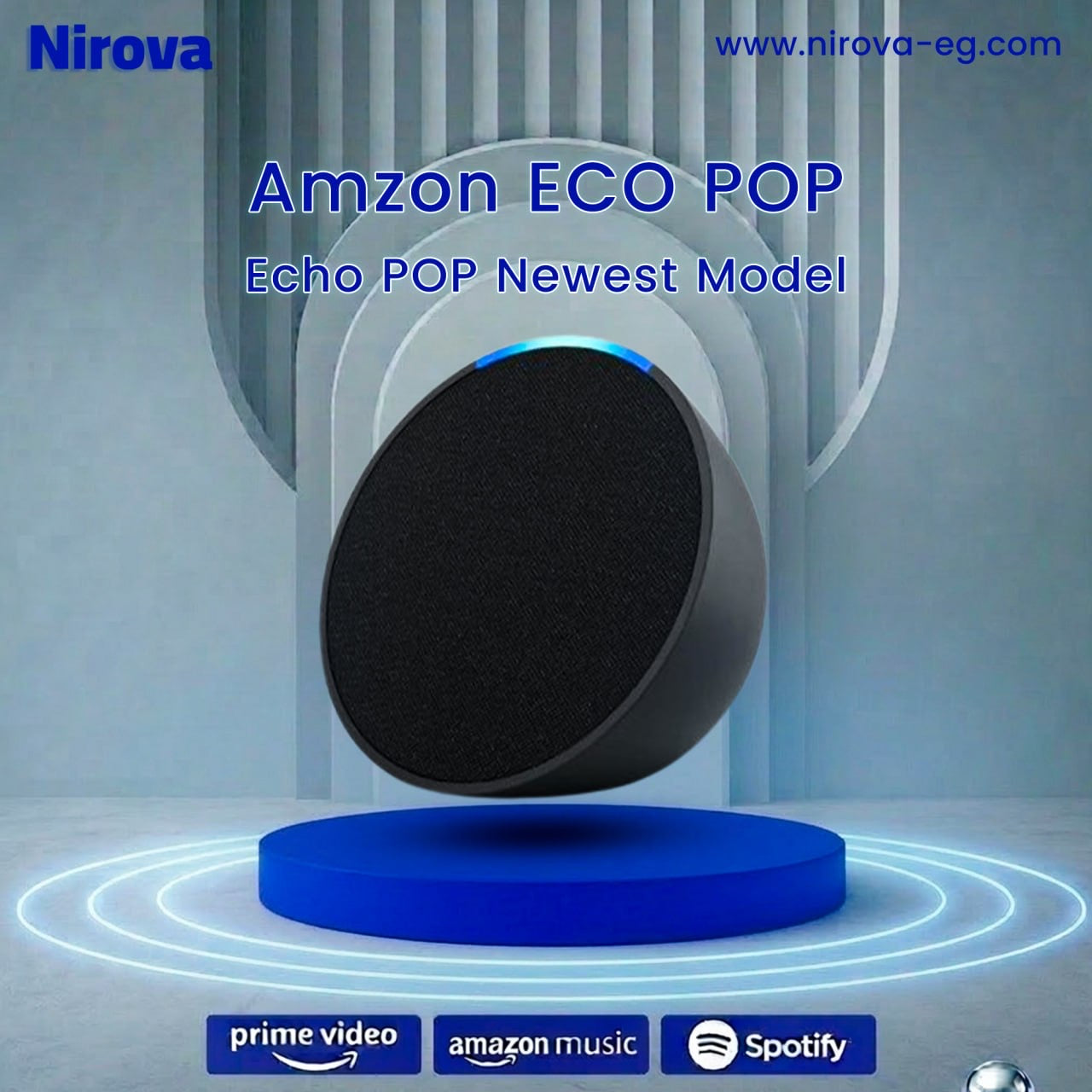 سماعة Nirova الذكية المدمجة – صوت قوي في حجم صغير مع Alexa (Echo Pop)