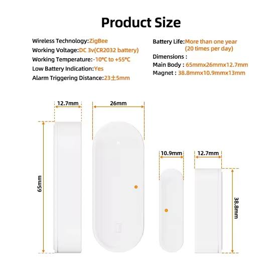 حساس باب وشباك ذكي Zigbee – تنبيهات فورية وأمان متكامل للمنزل